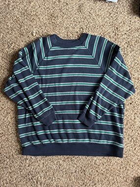 Navy Striped Crewneck Sweater - Blue/Green